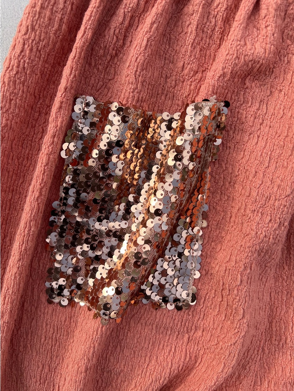 NEW! POL Salmon Pink Sequin Pocket Pants - Picture 5 of 6